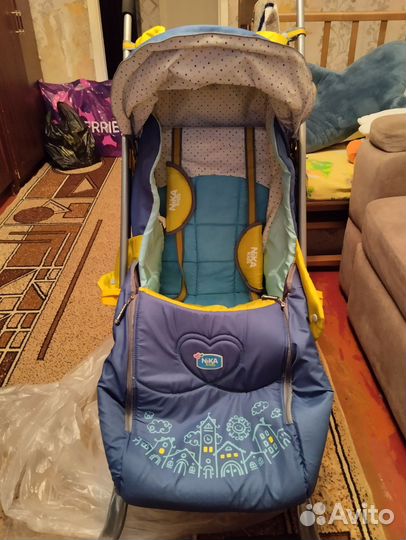 Детские санки коляска с колесами бу