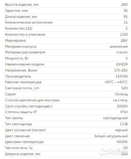 Светильник уличный Feron DH109, 2*5W, 4000K, черны