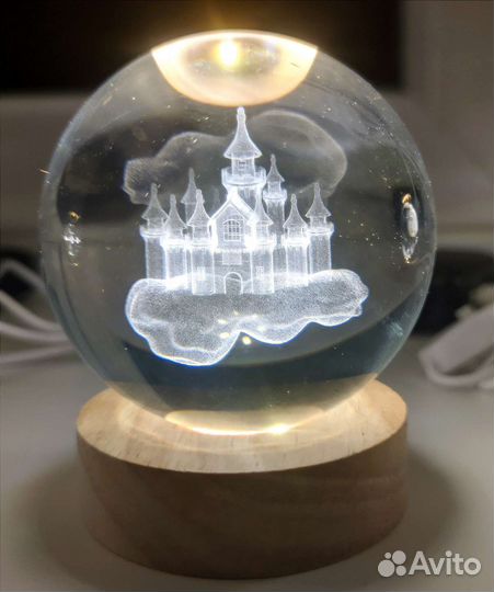 Светильник ночник 3D хрустальные шары в ассорт