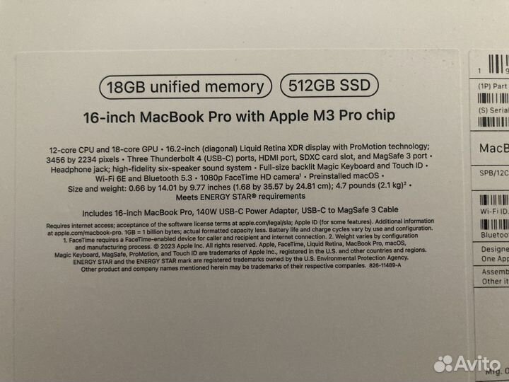 Macbook 16 pro m3 pro 18gb 512gb ssd