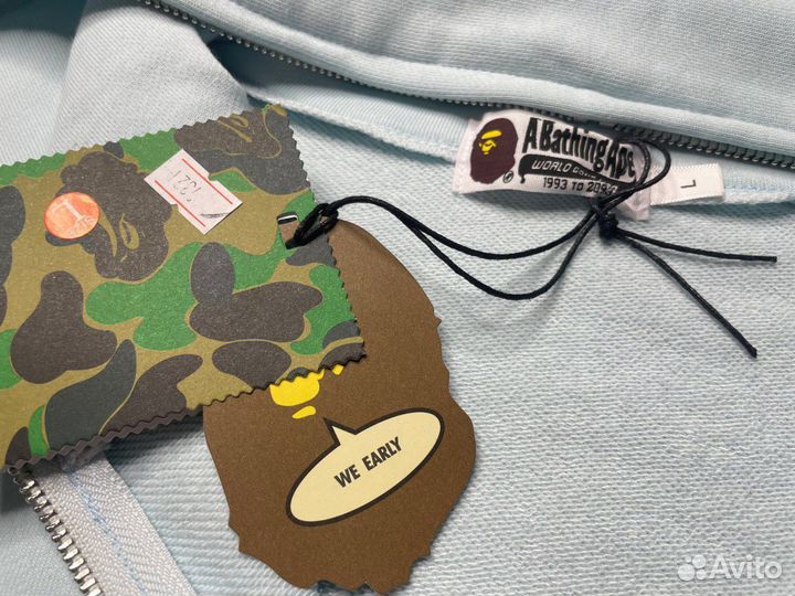 Зип худи Bape full zip голубая