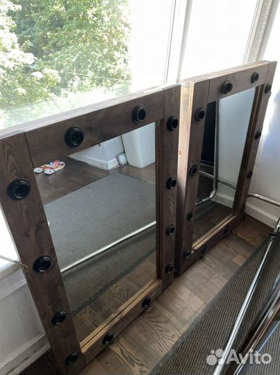 Гримерное зеркало с лампочками настенные 100х70