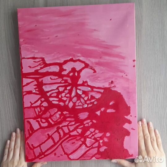 Бордовая интерьерная картина