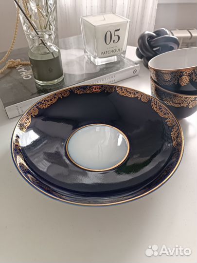 Блюдо тарелка СССР сухарница лфз кобальт