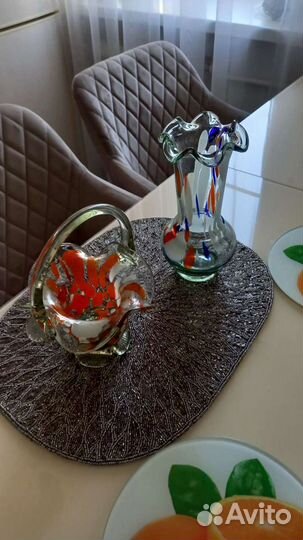 Ваза для цветов цветное стекло СССР