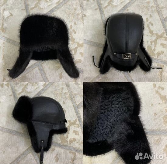 Ушанка берет норка кожа