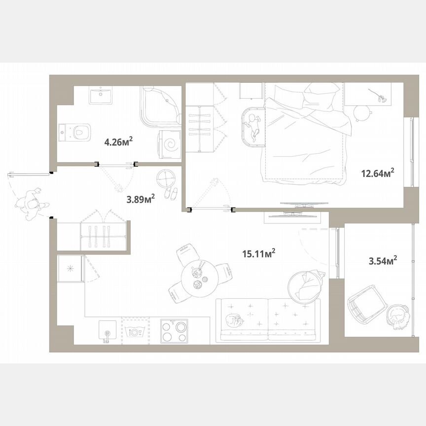 1-к. квартира, 37,7 м², 10/12 эт.