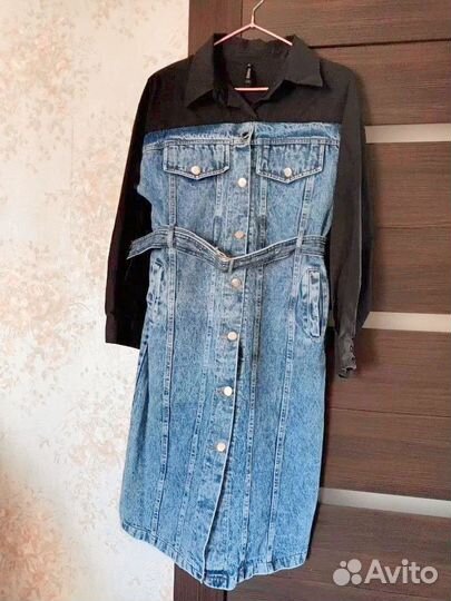 Джинсовое платье длинное 44 46
