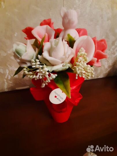 Ваза с цветами из мыла