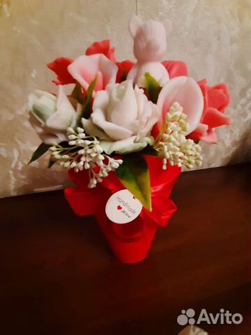 Ваза с цветами из мыла