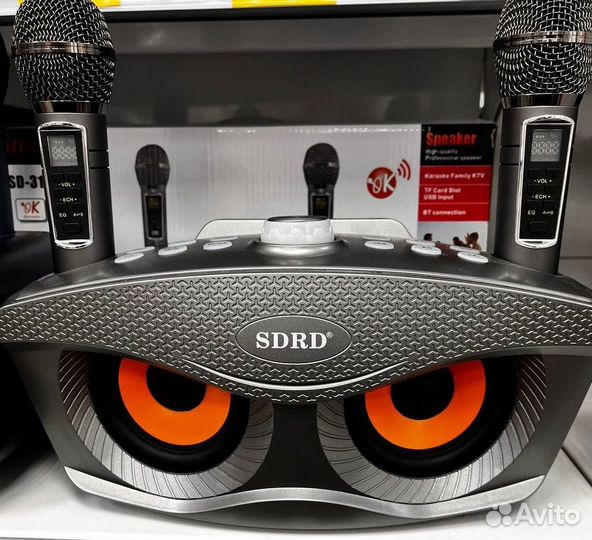 Колонка караоке серая блютуз