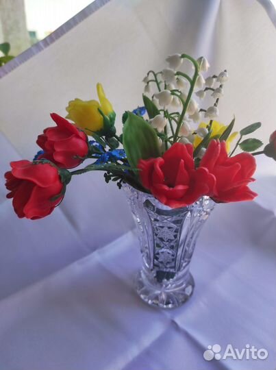 Букет цветы искуст.ландыши, розы, незабудки