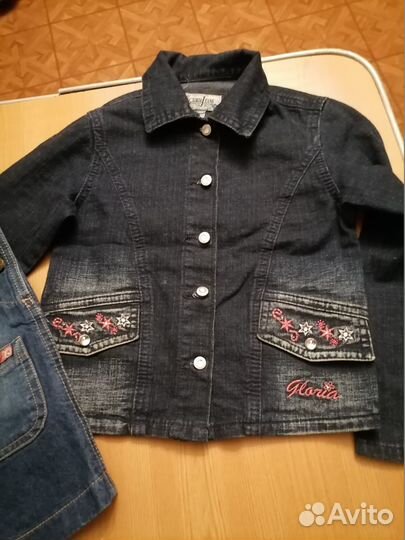 Джинсовый сарафан с курточкой р 28/110