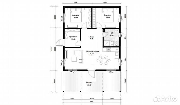 Каркасный дом 7х12 К-248