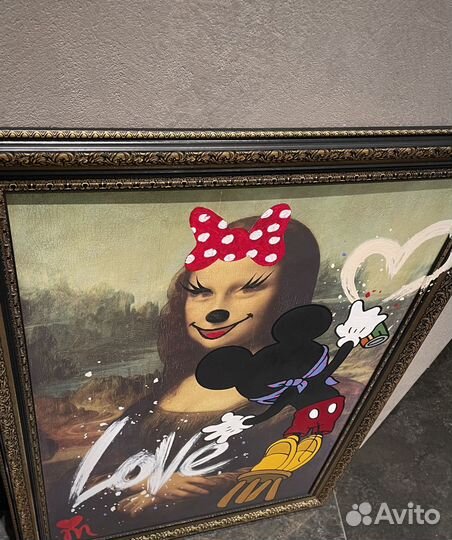 Современная картина поп арт в раме Мона Лиза