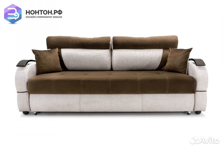 Диван еврокнижка Дублин бежевый / коричневый