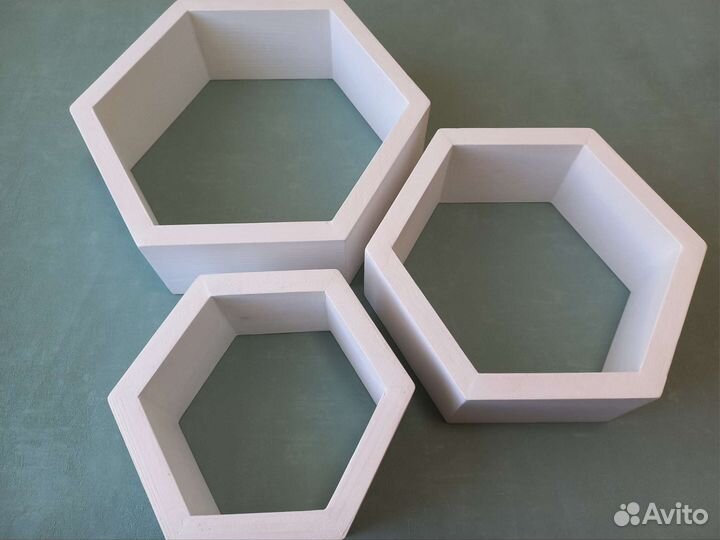 Полка настенная соты белые, комплект 3 шт