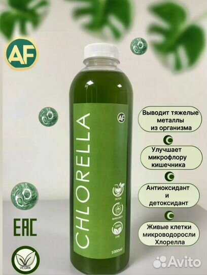 Живая микроводоросль Хлорелла 1 литр