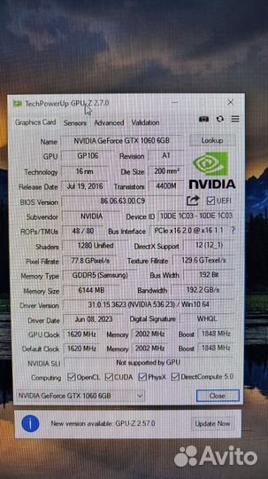 Видеокарта gtx 1060 6gb super jetstream