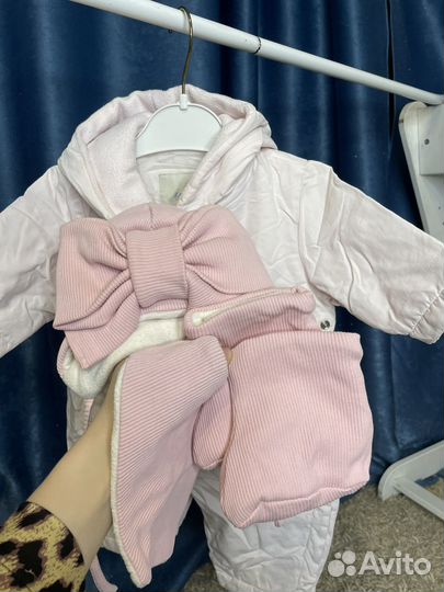 Комбинезон zara деми, шапка,снуд и пинетки