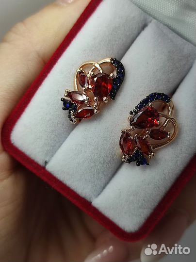 Серьги с грановыми цирконами, покрытие золото