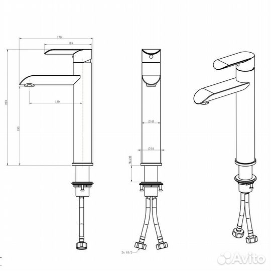 Смеситель для раковины Melana Paola Hi-tech 610602 сатин