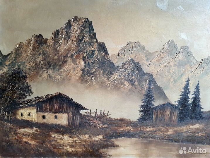 Картина. Необычный горный пейзаж. Европа сер 20в