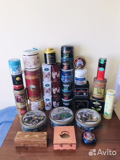 Жестяные и деревянные банки для чая специй приправ