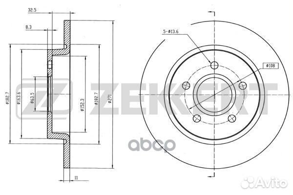 Диск торм. зад. Ford Focus III 10- bs-5630 Zekkert