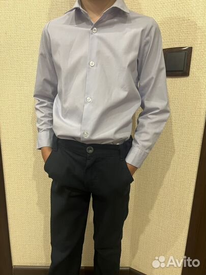 Рубашка белая и сиреневая 116-122