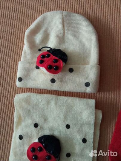 Шапка+шарф на 3-7 лет новые