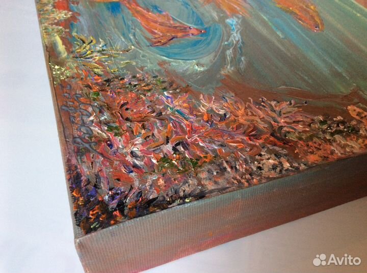 Картина маслом «Золотые рыбки» 20/30 см