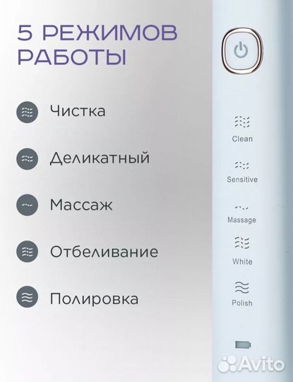 Электрическая звуковая зубная щетка AsiaCare новая