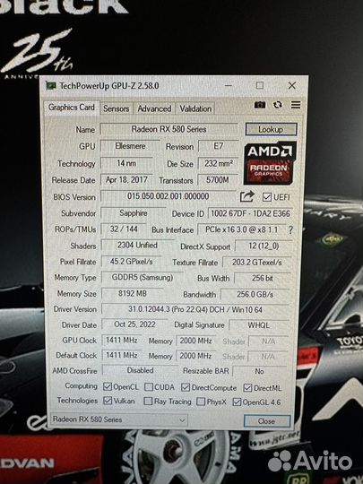 Видеокарта Sapphire rx 580 nitro 8gb