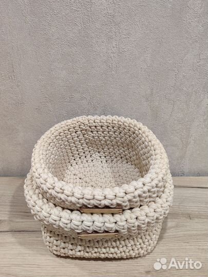 Вязаные корзинки для хранения