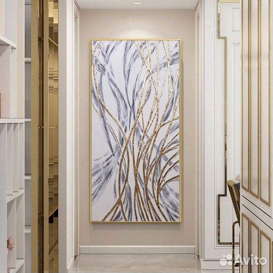 Белая абстракция золотые потоки жизни