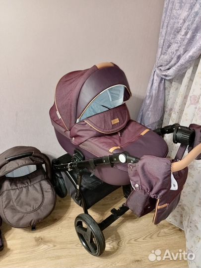 Коляска adamex massimo 3 в 1 кожа+текстиль