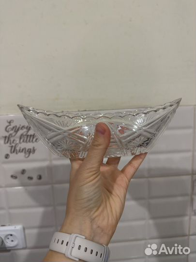 Хрустальный салатник ладья СССР