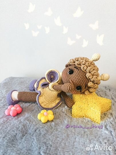 Детская вязаная кукла ручной работы