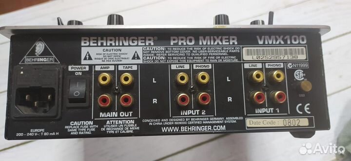Профессиональный микшер behringer vmx 100