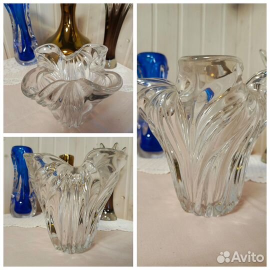 Вазы гутное, цветное стекло