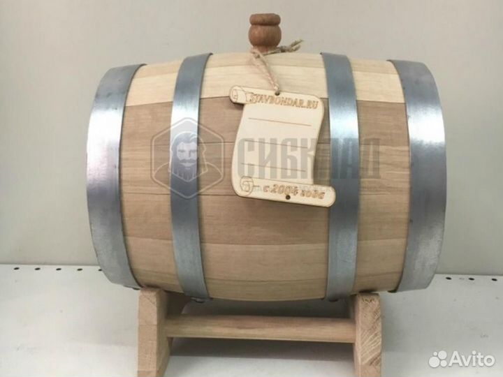 Бочка дубовая заливная, 5л (Очень сильный обжиг)