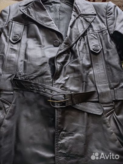 Кожаный плащ мужской