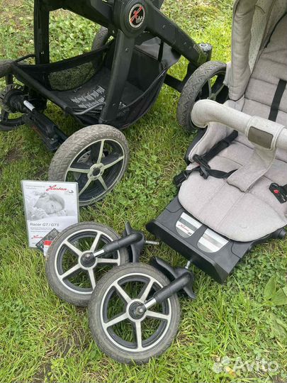 Коляска hartan racer gts 2в1 с тормозом+доп колеса