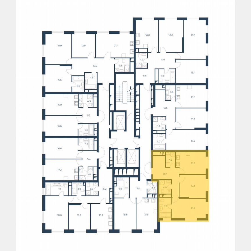 2-к. квартира, 71,6 м², 16/21 эт.
