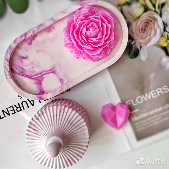 Подарочный набор свеча и гипсовый декор