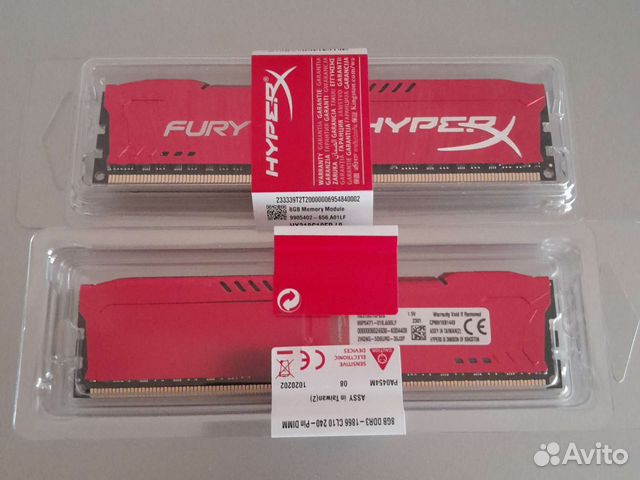 Новая ddr3 16гgb (2х8gb) 1866 fury HyperX