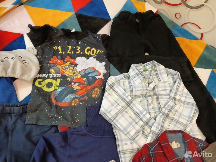 Рубашки/шорты/джемпера/ветровка 116-128 пакетом