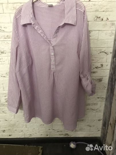 Блузка, рубашка большой размер, в полоску