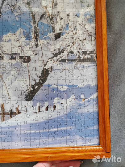 Картина пазл под стеклом Зимний домик